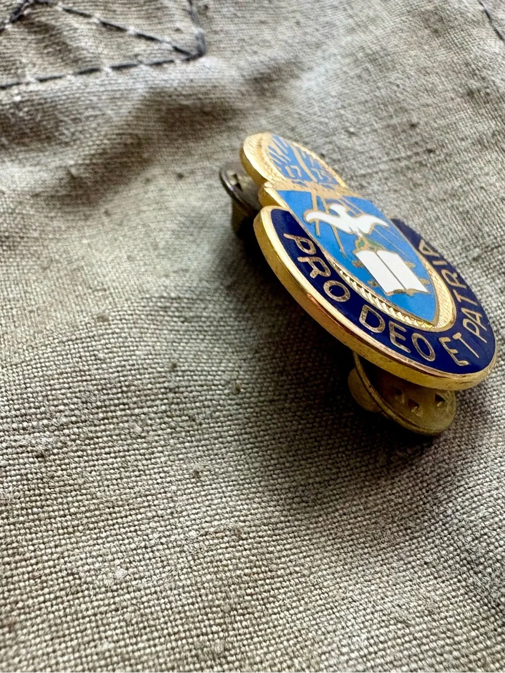 Pro Deo et Patria Blue & Gold Enamel Pin